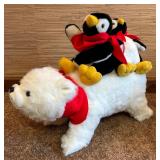 Animated Holiday Plush Polar Bear & Penguins
