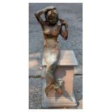 Vintage 16" Mermaid Statue Perched on Column