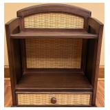 Nice Wooden & Wicker Hanging Shelf
