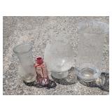 4 Glass Vases, 9"-16" tall