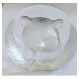 Signed Mats Janasson Crystal Bear Cub Paperweight