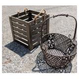 Crate w/Handles & Metal Basket
