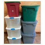 Lot Of 7 Plastic Storage Tubs