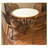 Marble Top Table w/ 4 Ratan Chairs