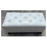 Modern White Leather Bench w/Storage