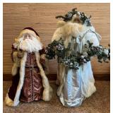 2 Beautiful Santa Clause Holiday Figures