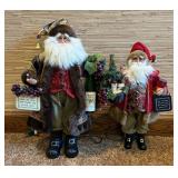 2 "Karen Didion" Lighted Santas w/ Grapes & Wine