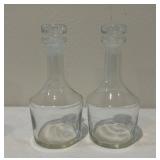 2 Vintage Glass Decanters w/ Glass Stoppers
