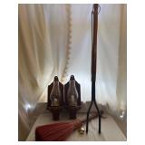 2-Wall Sconce Candles, Bell, Hearth Rake & Broom