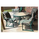 Green Metal Table/4 Chair Patio Set  w/cushions
