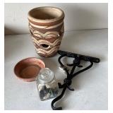 Clay Planter, Rocks, Plant Hanger