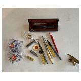 Sheaffer Pen, Brass Weight Desk, etc