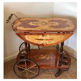 VTG Italian Marquetry Inlaid Wood Tea Cart