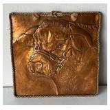 Copper Repousse Bull Tile