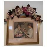 Girls Making Flower Arrangement Picture w/Swag