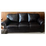 Dark Brown Soft Leather Couch w/Nail Head Accents