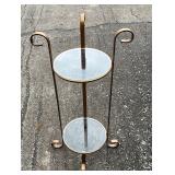 Gold Tone Plant Stand w/2 glass shelves
