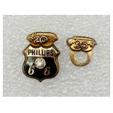 10K Gold & Diamond Phillips 66 Service Pin