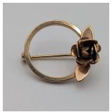 Gold Tone Rose Pin