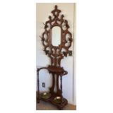 Antique Eastlake Victorian Hall Tree w/Mirror 82"