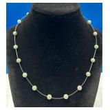 "Floating" Jade Bead Necklace w/ 14K Gold Clasp
