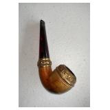 Gold Tone/Wooden Tobacco Pipe 6"