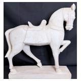 Antique-Style Distressed White Horse Sculpture