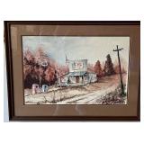 Original Watercolor "Rustic Rural Gas Station"