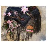 Lot of Silk & Dried Flower Decor & Shawl