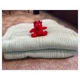 2 Twin Size Green Throws & Little Stuff Devil