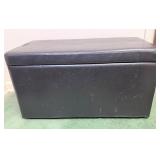Black Faux Leather Storage Ottoman