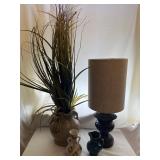 Lamp, VTG Porcelain Vase, Pitcher & Silk Floral