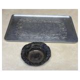 Aluminum Etched Tray & Sterling Trinket Bowl