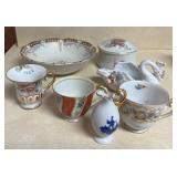 Vintage China Cups, Bowl, Trinket Jar
