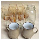 Variety of Glasses, cups, Mason jar