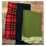 Plaid Throw, Dark Blue Throw, Green Blanket