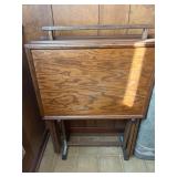 3 Folding Wooden TV Dinner Trays & Stand