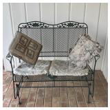 Green Wrought Iron Glider w/Pillows