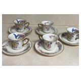Pretty Peacock Tea Cups & Saucers
