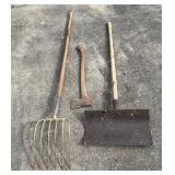 Hay Rack, Axe, Ice Shovel