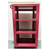 Utility Cart with Shelves & Wood Top on Casters