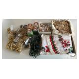 Christmas Ornaments,Gold Tone Beads, Bows, Candles