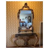 French-Style Marble Top Table w/Matching Mirror