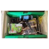 Painting Supplies (green/white plastic tub)