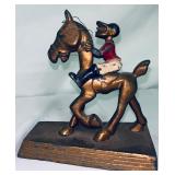 Vintage Bronze-Plated Horse & Jockey Sculpture