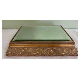 Ornate Gold Toned, Mirrored Pedestal