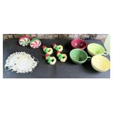 Antique Doilies, Cups & Christmas Lot