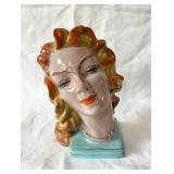 Vintage Czech Pottery Art Deco Woman's Head Bust