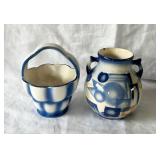 Vintage Czech Pottery Basket & 'Celebrate' Vase