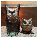 Vintage Hand Painted Ceramic Owl Lamp & Planter